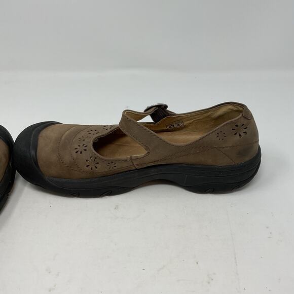 Keen Calistoga Brown Mary Jane Shoes Womens 8.5 Floral Cutout Buckle Strap - Picture 8 of 13